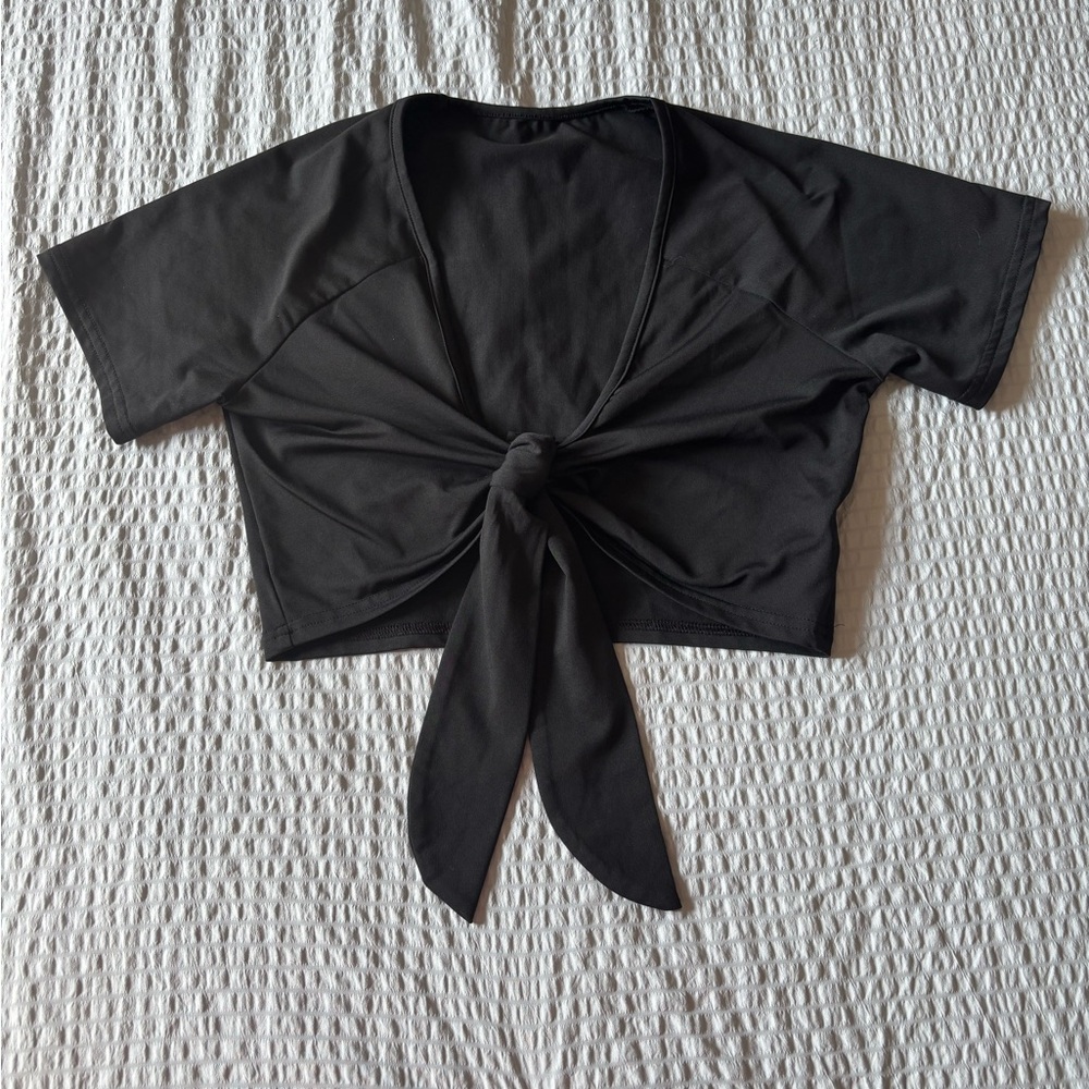 SHEIN Black Tie-Front Blouse